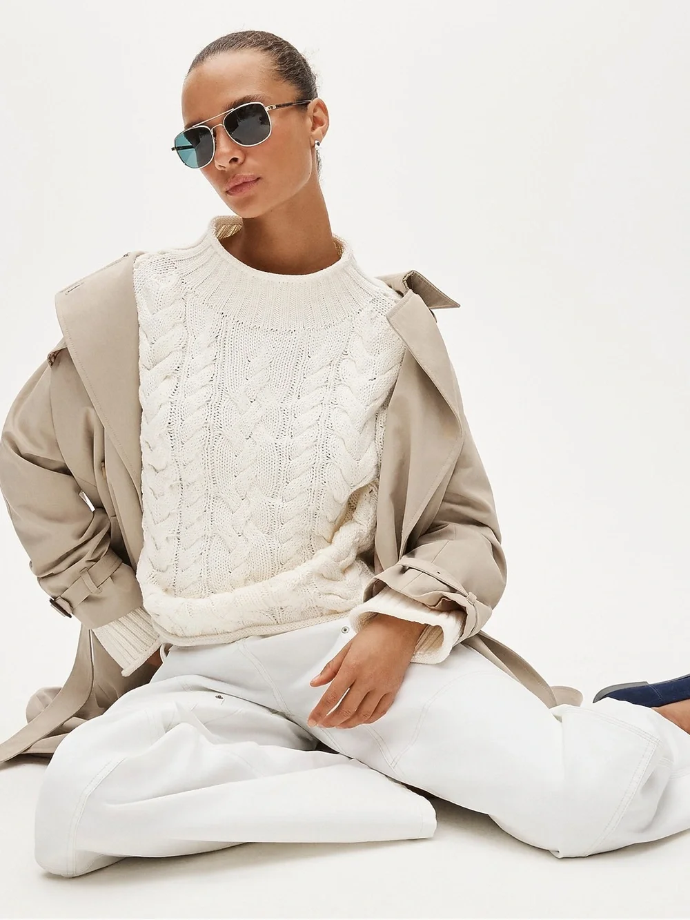 J. Crew 2025 Rollneck™ cable-knit sweater in Ivory Size Large NWT